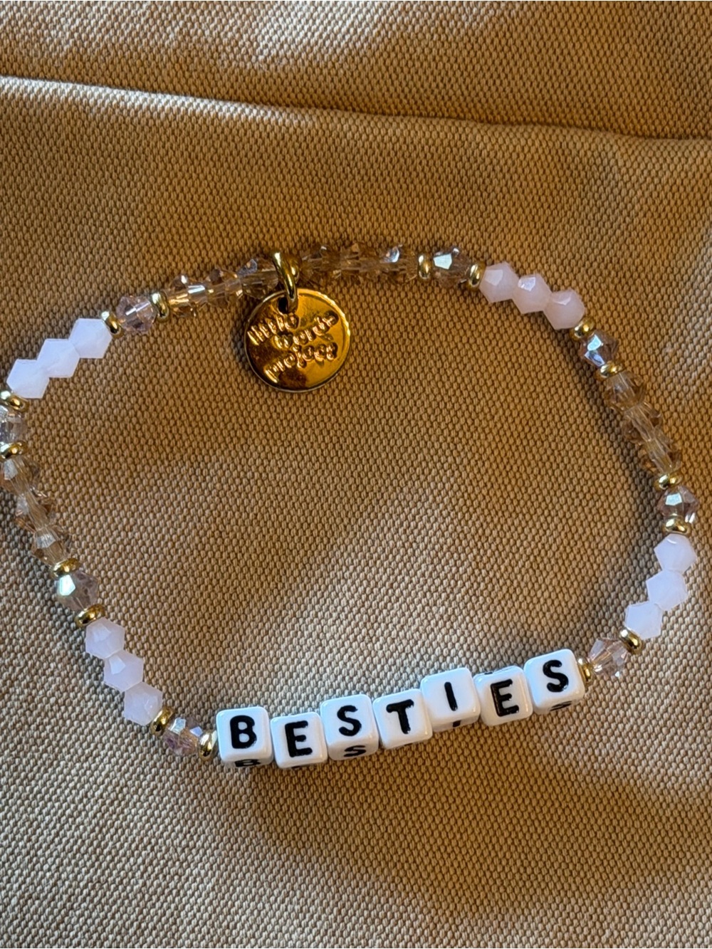 BESTIES Pink & Gold Beaded Friendship Bracelet - Picture 1 of 2